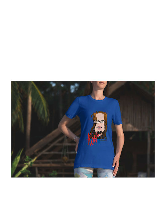 Caricature T-shirt Blue Cotton