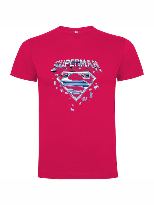 Glimmering Superman Emblem T-shirt Superman Fuchsie Baumwolle