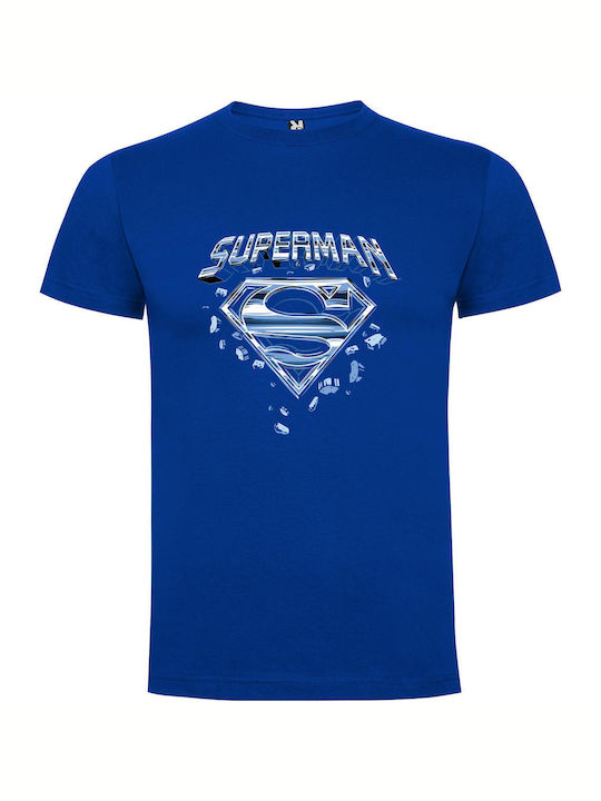 Glimmering Superman Emblem T-shirt Superman Μπλε Βαμβακερό