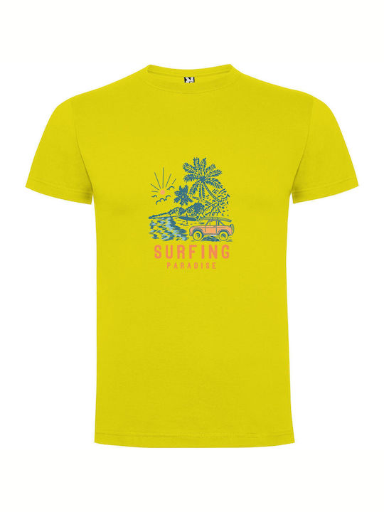 Surfing Paradise Boulevard T-shirt Yellow Cotton