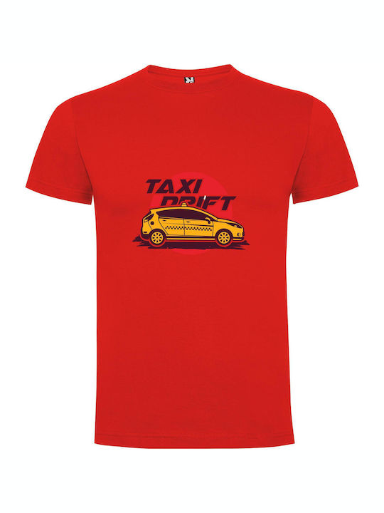 Taxi: Futuristic Transport Design T-shirt Red Cotton