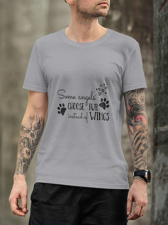 Cute Puppy Paw Prints T-shirt Gray Cotton