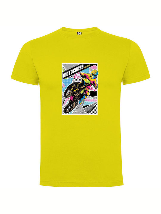 Dirt Bike Masterpiece T-shirt Yellow Cotton