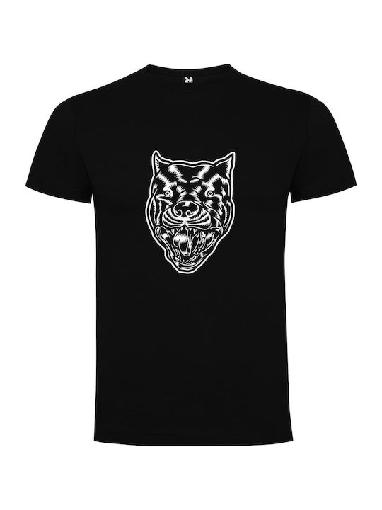 Enigmatic Canine Transformation T-shirt Black Cotton