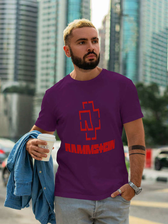 Rammstein Logo T-shirt Μωβ Βαμβακερό