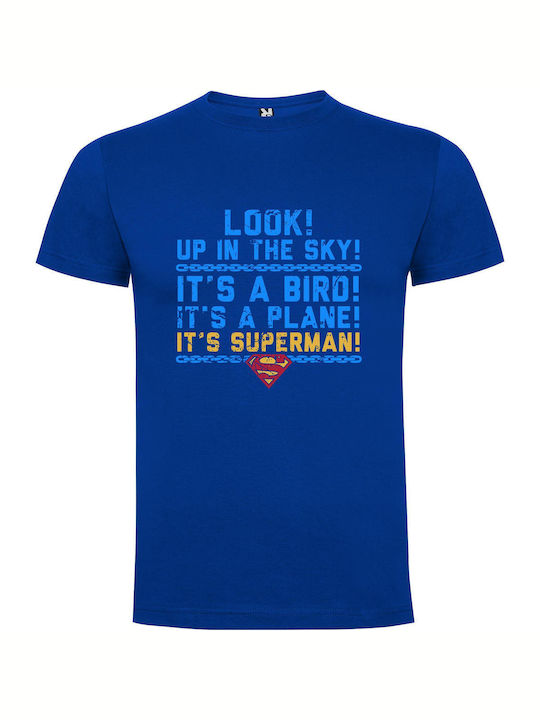 Superman Soaring High T-shirt Superman Μπλε Βαμβακερό