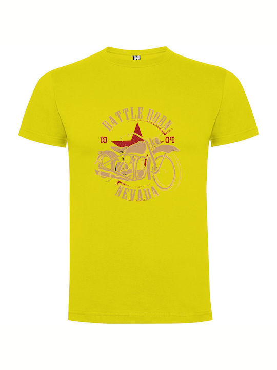 Stars & Steel: Battle-worn T-shirt Yellow Cotton