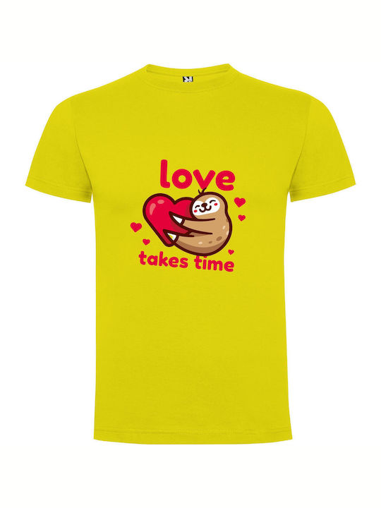 Timeless Love Journey T-shirt Κίτρινο Βαμβακερό