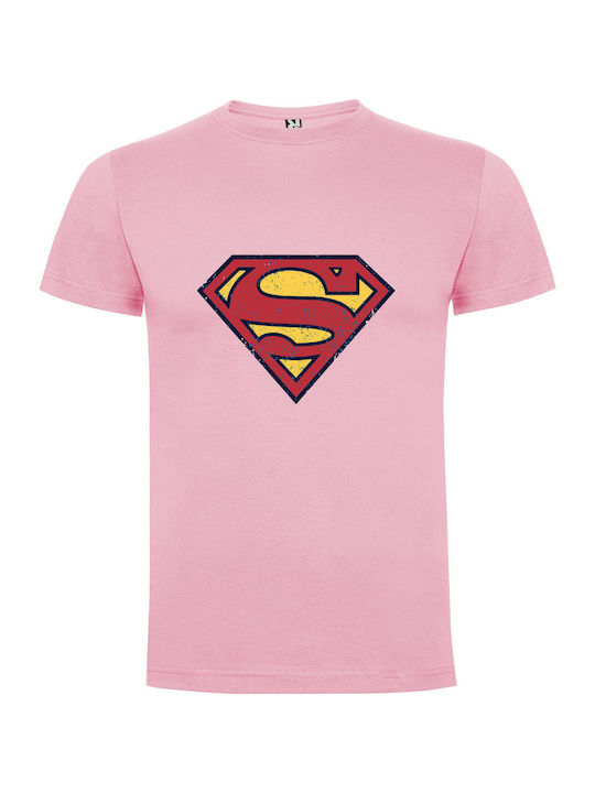 Vintage Superman Emblem T-shirt Superman Rosa Baumwolle