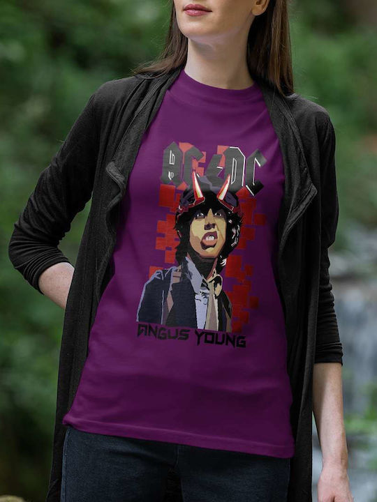 Ac/dc Themed Art Tricou AC/DC Violet Bumbac