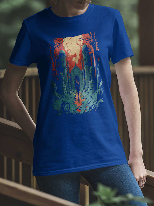 The Enchanted Forest T-shirt Blue Cotton