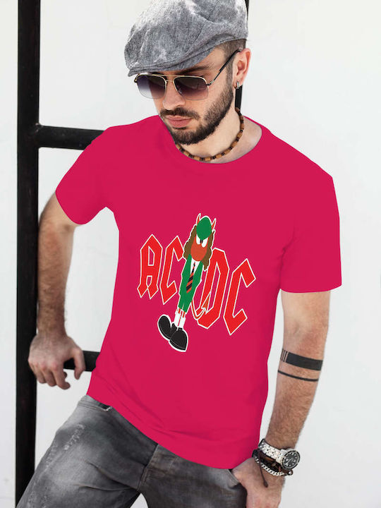 Cartoon Devil Tricou AC/DC Fuchsia Bumbac