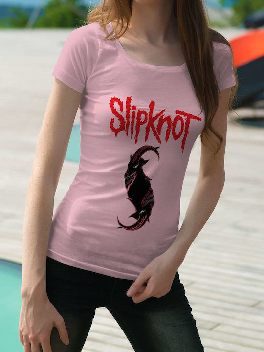 Slipknot Goat Artwork T-shirt Slipknot Pink Cotton