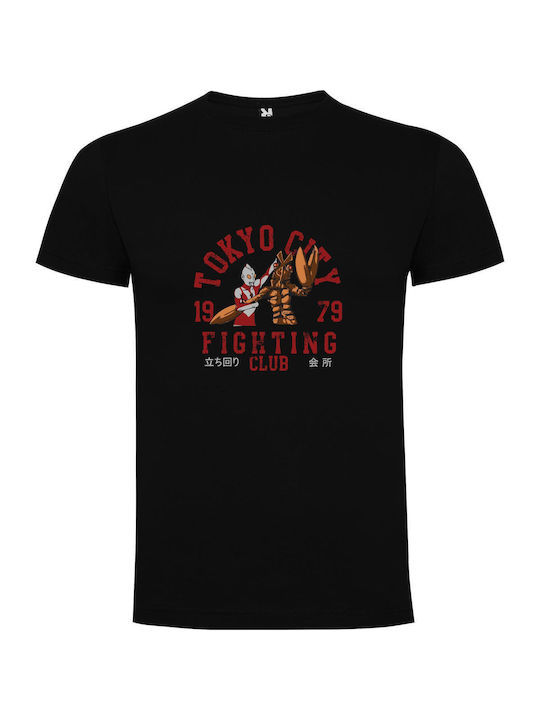 Tokyo Clash: Futuristic Fighting T-shirt Black Cotton