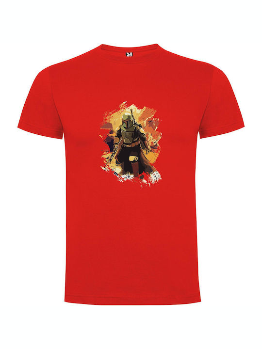 Legendary Mandalorian: Digital Art T-shirt Krieg der Sterne Rot Baumwolle