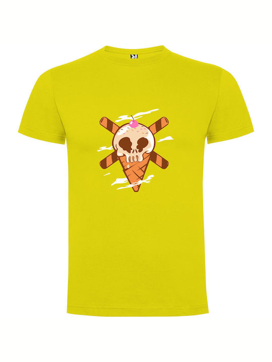 Chilled Delight Vector Illustration T-shirt Yellow Cotton