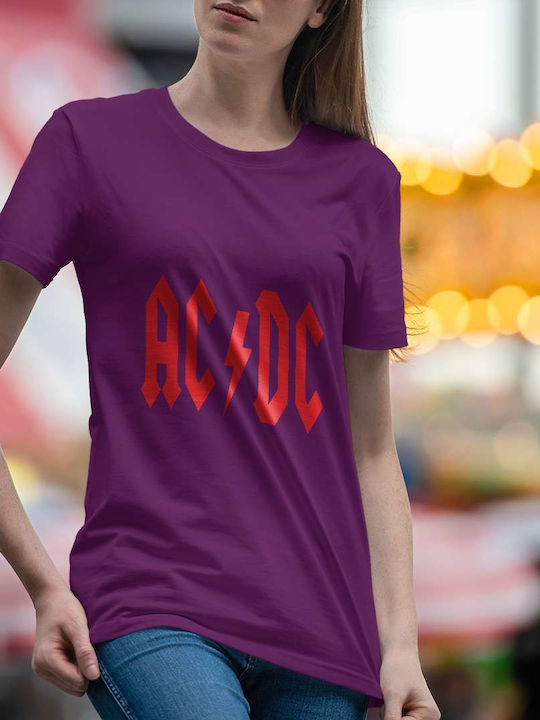 Ac/dc Logo T-shirt AC/DC Μωβ Βαμβακερό