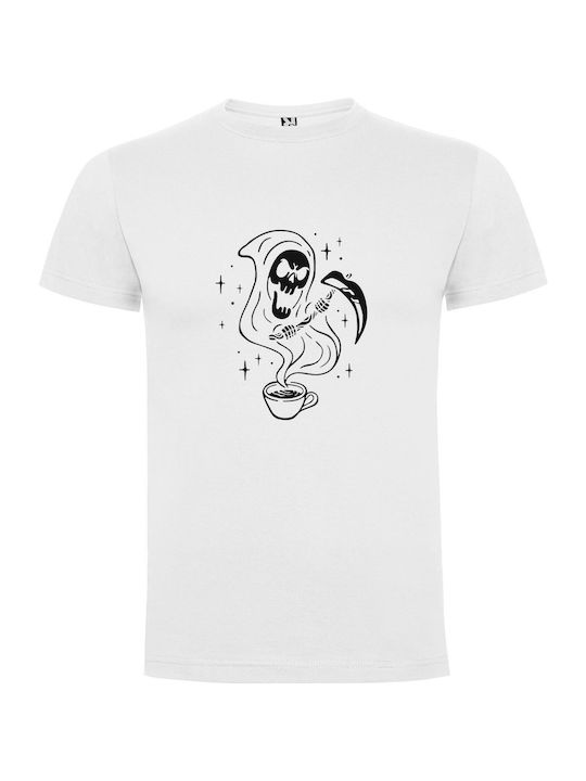 Death's Coffee Stir T-shirt White Cotton