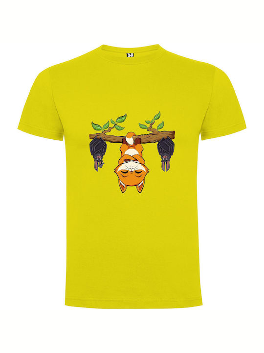 Realm's Varying Wildlife Expressions T-shirt Yellow Cotton