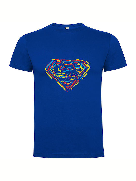 Glowing Superman Emblem: Superflat T-shirt Superman Blau Baumwolle