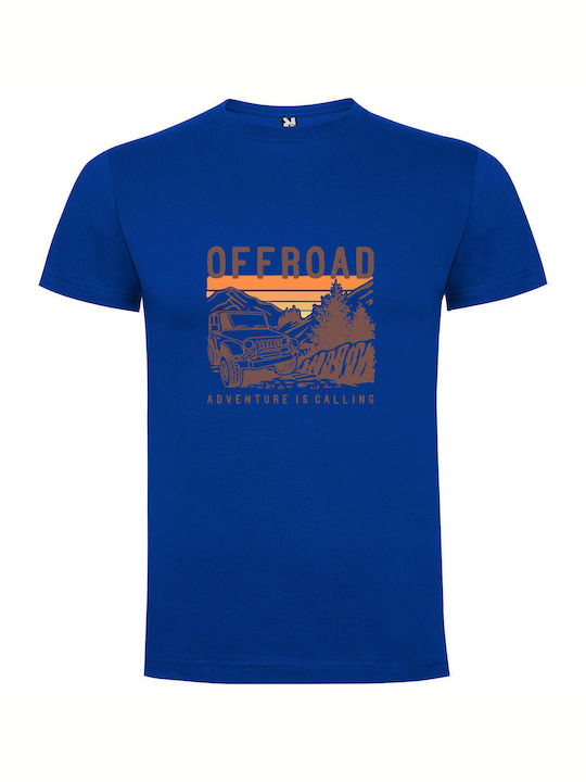 Forest Trail Adventure: Jeep T-shirt Blue Cotton