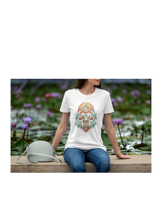 Surreal Skull City T-shirt White Cotton