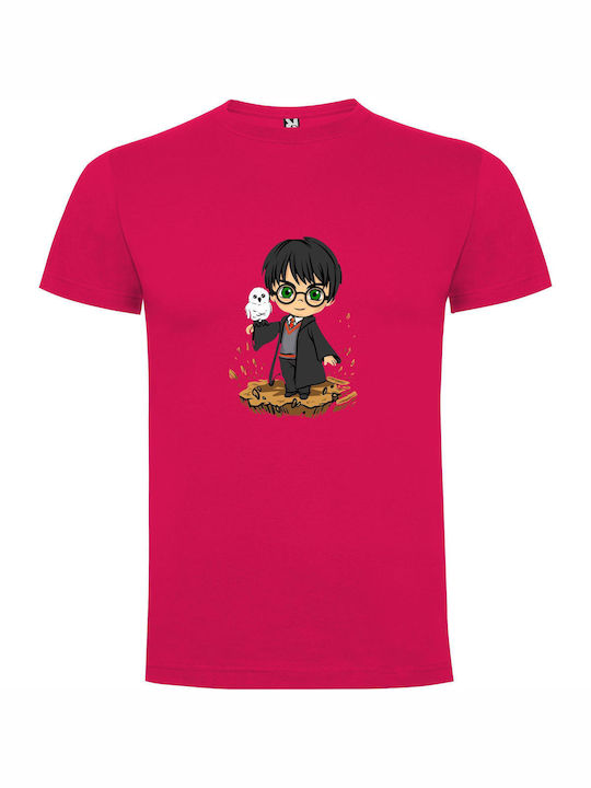 Enchanting Harry Potter Art T-shirt Harry Potter Fuchsia Cotton