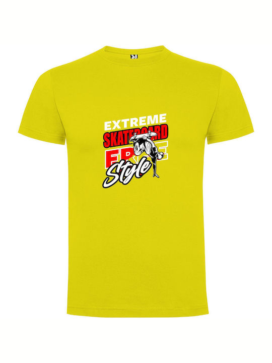 Skateboard Style Extravaganza T-shirt Yellow Cotton