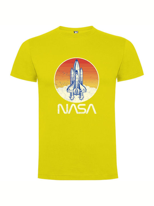 Retro Space Expedition T-shirt Yellow Cotton