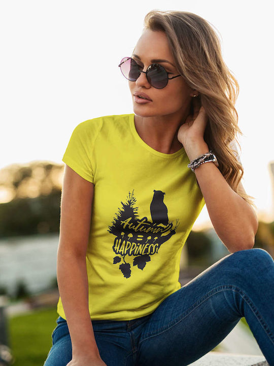 Autumn Nature Silhouette T-shirt Κίτρινο Βαμβακερό