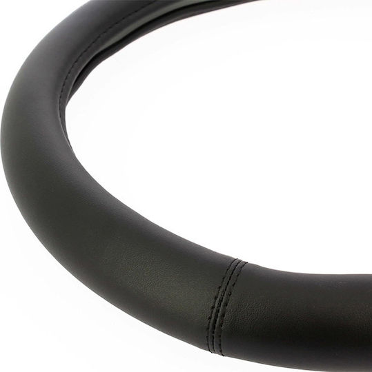 Auto Gs Car Steering Wheel Cover with Diameter 35cm made of Leatherette Black with Black Stitching