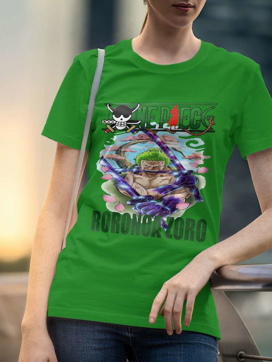 Zoro T-shirt One Piece Πράσινο Βαμβακερό