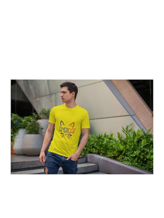 Americat Design T-shirt Yellow Cotton