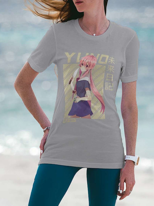 Yuno Illustration T-shirt Gray Cotton