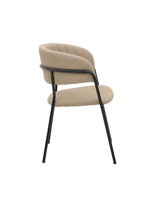 Morel Dining Room Velvet Chair Beige, Black 55x55x76cm
