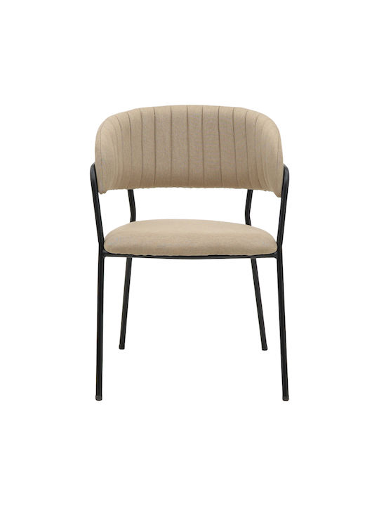 Morel Dining Room Velvet Chair Beige, Black 55x55x76cm