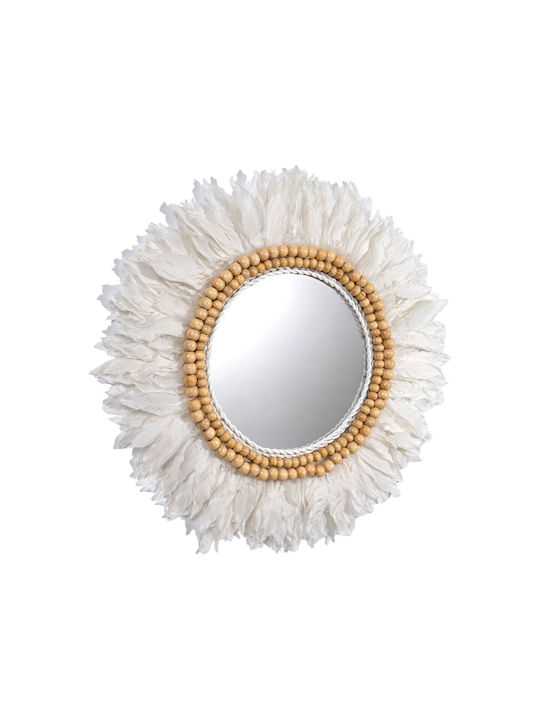 Romimex Wall Mirror with White Frame Diameter 80cm 1pcs