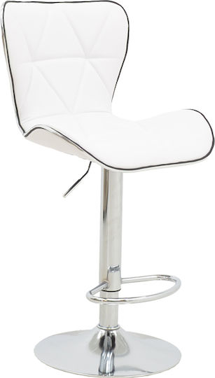 Stool Bar Jorine with Back & Adjustable Height White 53x44x114cm
