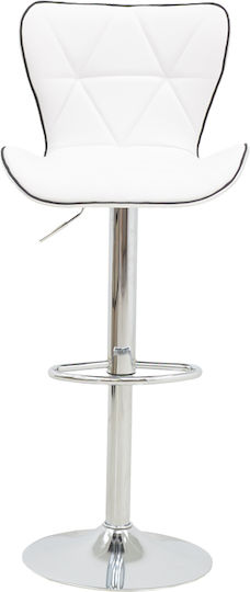 Stool Bar Jorine with Back & Adjustable Height White 53x44x114cm