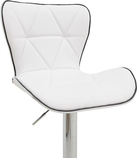 Stool Bar Jorine with Back & Adjustable Height White 53x44x114cm
