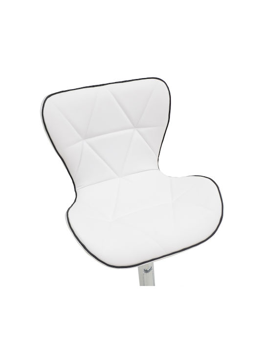 Stool Bar Jorine with Back & Adjustable Height White 53x44x114cm