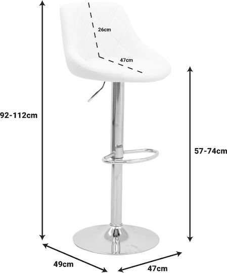 Stool Bar Boronez with Back & Adjustable Height White 47x49x112cm