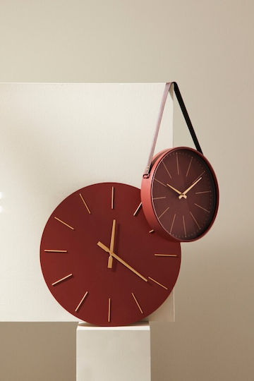 Bizzotto Timely Wall Clock Wooden Red 40x6cm
