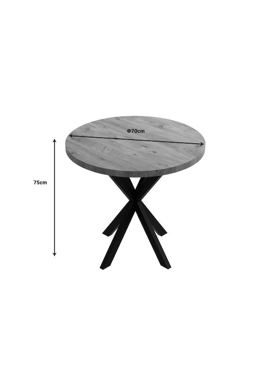 Kalipso Round Table Kitchen Wooden with Metal Frame Natural Shade and Black 70x70x75cm