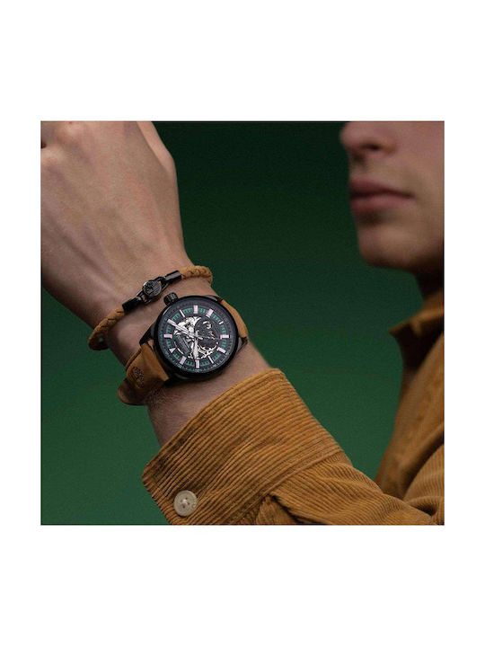 Timberland Henniker Watch Automatic with Brown Leather Strap