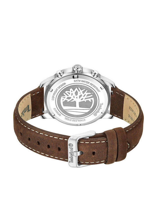 Timberland Ανδρικό Ρολόι 44mm Μπαταρίας με Καφέ Δερμάτινο Λουράκι