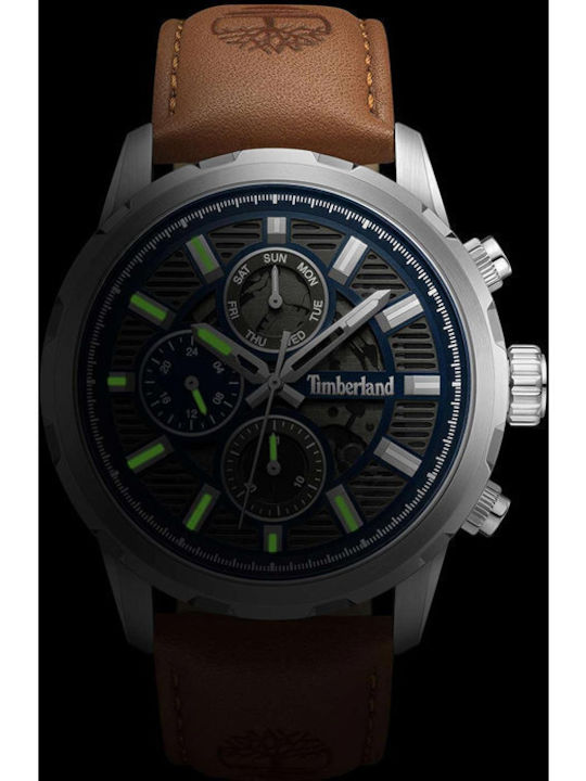 Timberland Bernardston Men's Watch 46mm Chronograph Battery with Brown Leather Strap