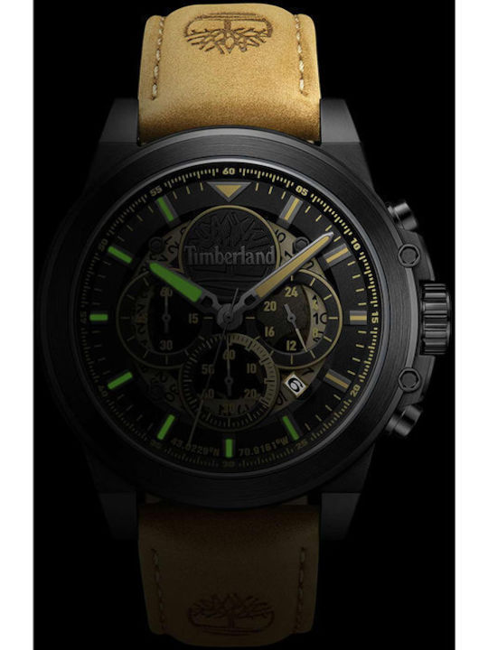 Timberland Men's Watch 46mm Chronograph Battery with Brown Leather Strap