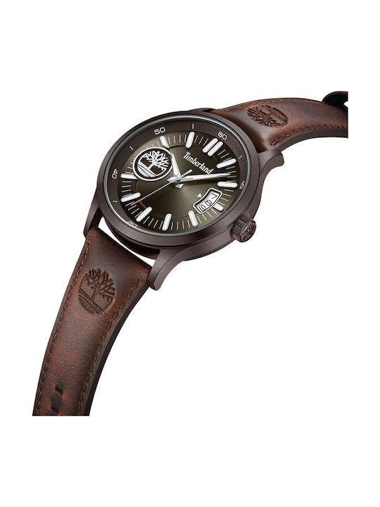 Timberland Trumbull Ανδρικό Ρολόι 45mm Μπαταρίας με Καφέ Δερμάτινο Λουράκι