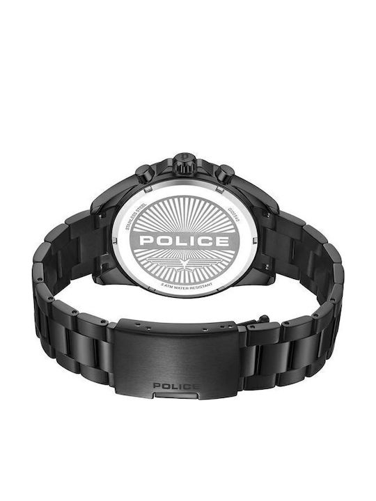 Police Herrenuhr Chronograph Batterie mit Schwarz Metallarmband